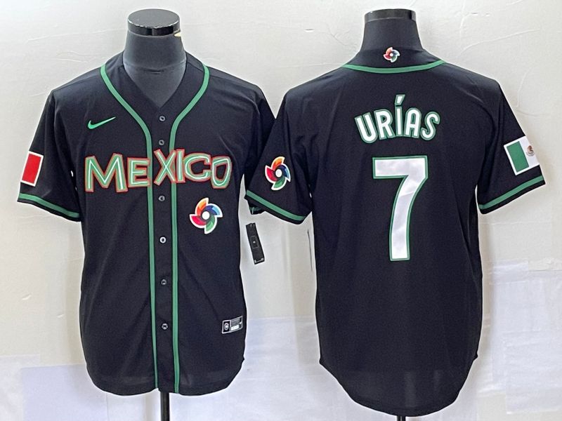 Men 2023 World Cub Mexico #7 Urias Black white Nike MLB Jersey31